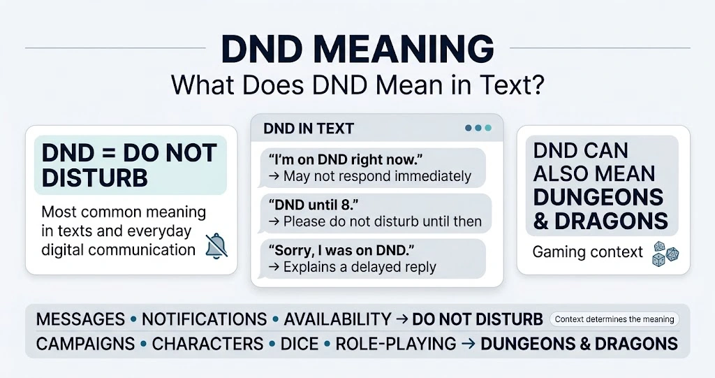 DND meaning explained with Do Not Disturb and Dungeons & Dragons examples